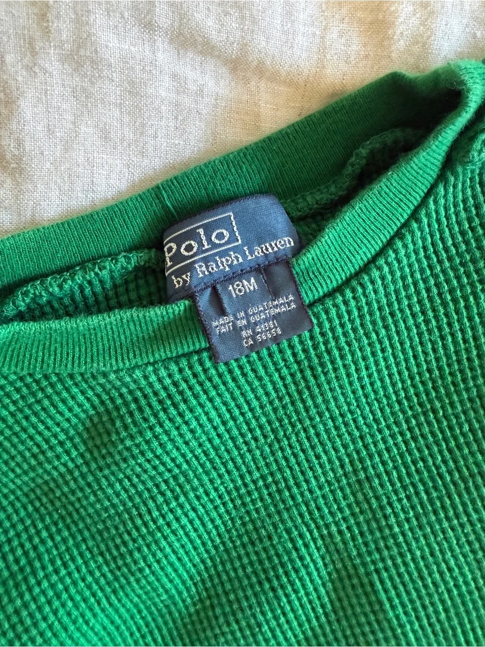 Ralph Lauren Emerald Green Waffle Thermal Crewneck for Kids